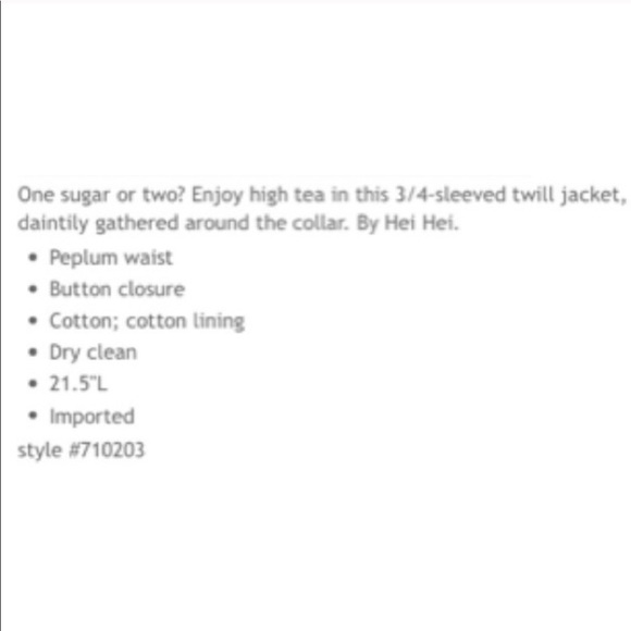 Anthro “Tea Party Jacket” by Hei Hei - Picture 8 of 8